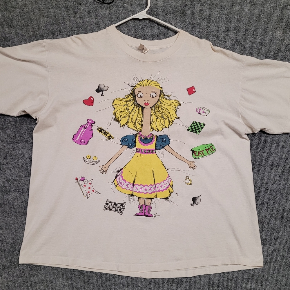 Vintage Rare ANADAZIA Graphic Tee with Alice in Wonderland Design - Picture 1 of 10